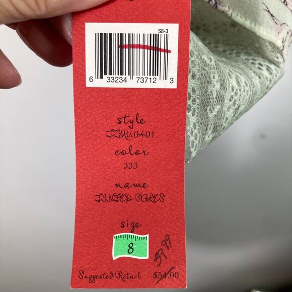 Womens Tapemeasure V Neck Silk Lace Floral Blouse Sheer Gray Green Purple 8 NWT - Picture 8 of 9